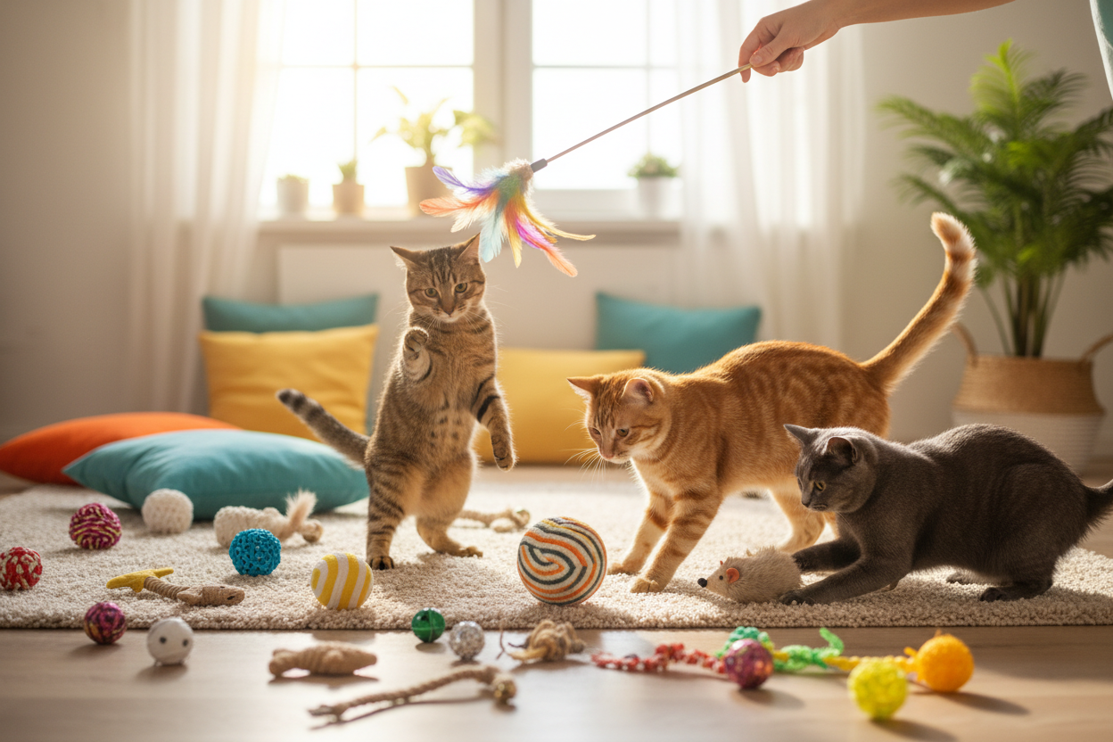 katzen spiele mit toys